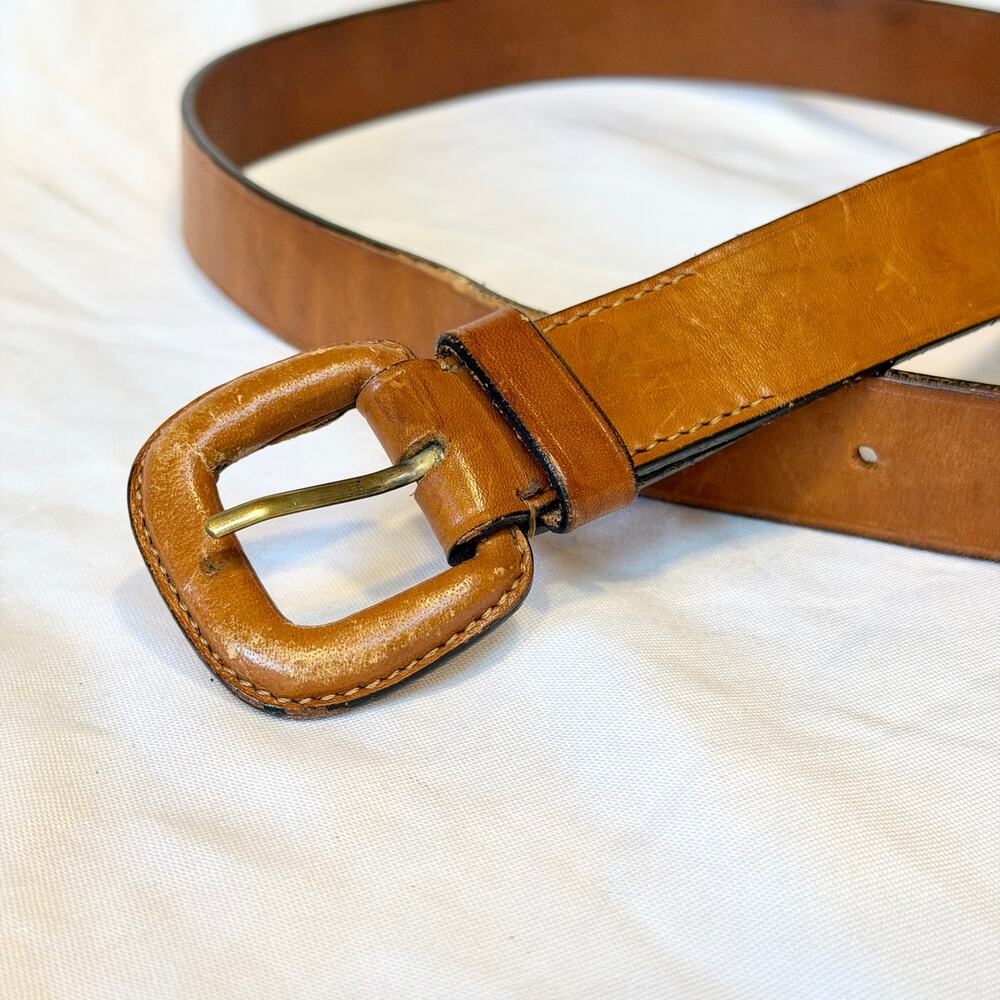 Vintage Genuine Leather Belt Size Medium Saddle Tan Leather Wrapped Buckle India
